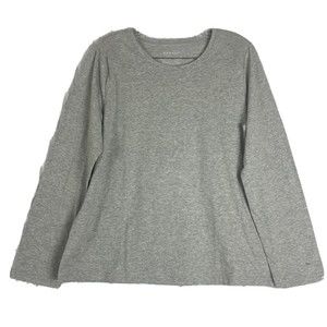 Hannah Womens L Long Sleeves Round Neck Solid Gray T-Shirt Cotton Blend NWT